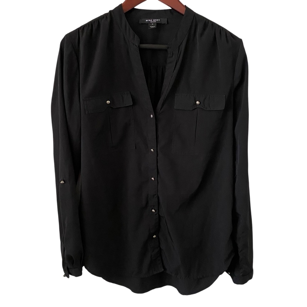 Nine West Jeans Black Long Sleeve Top Women's Size M